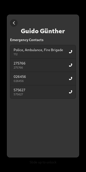 Emergency call menu