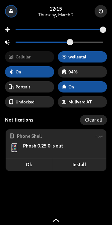 Screenshot of the Phosh 0.25.0 release